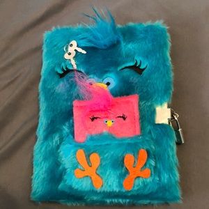 A diary book with fur & a mini lock &two keys